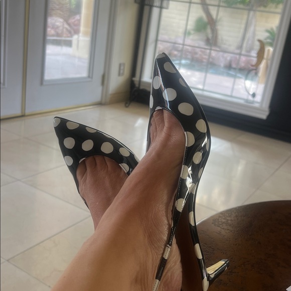 Marni Women's Marni 55mm Polka Dot Slingback Pumps in Black Patent Leather 40 - Picture 7 of 9